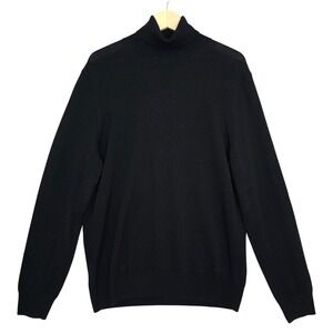 NWOT Hudson's Bay Women Black 100% Merino Wool Knit Turtleneck Sweater L